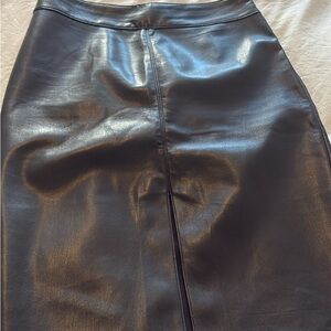 Babaton Black Leather Pencil Skirt
